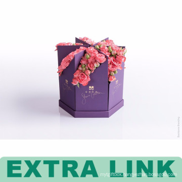 China Suppliers Custom Logo Fancy Paper Cardboard Hexagon Flower Boxes
